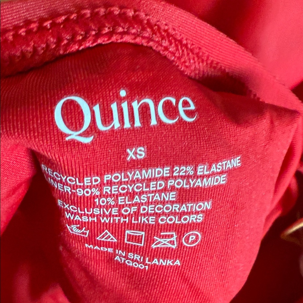 Quince Italian Zip Front One Piece Swimsuit Red Cherry  NEW - Picture 3 of 3